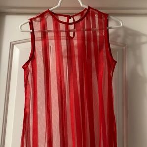 Striped Red Mesh Tank Top